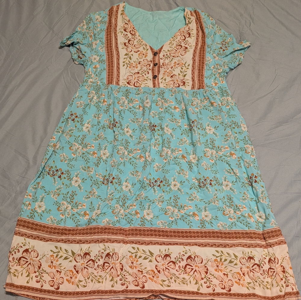 Women's floral mint mini dress